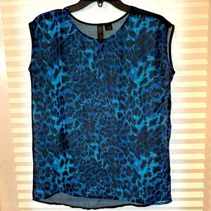 Blue leopard print blouse